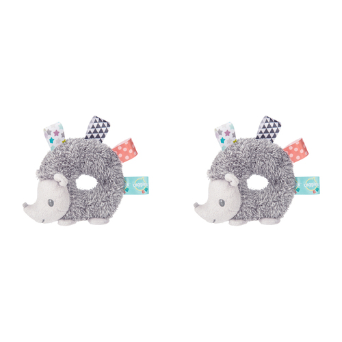 2PK Mary Meyer Taggies Heather Hedgehog Teether Rattle 13.5cm Grey Baby 0+ Grey
