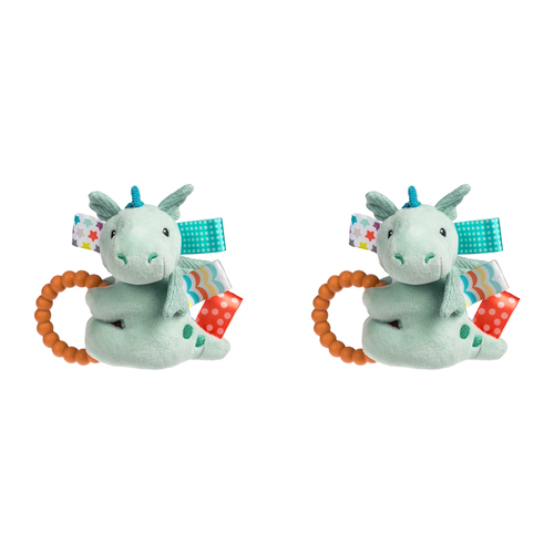 2PK Mary Meyer Taggies Drax Dragon 13cm Teether Rattle Baby 0+ Green