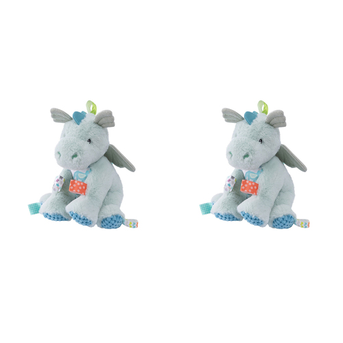 2PK Mary Meyer Taggies Drax Dragon 30cm Soft Plush Toy Kids 0+ Blue