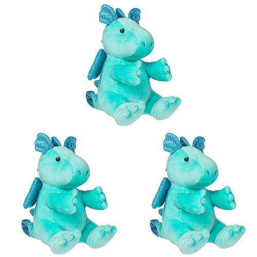 3PK Mary Meyer Smootheez Dragon 13cm Soft Plush Toy Kids 0+ Aqua