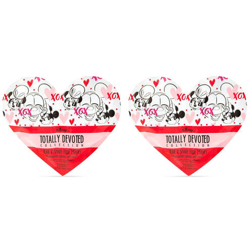 2PK Disney Totally Devoted Tear & Share Cosmetic Sheet Masks Honey/Raspberry