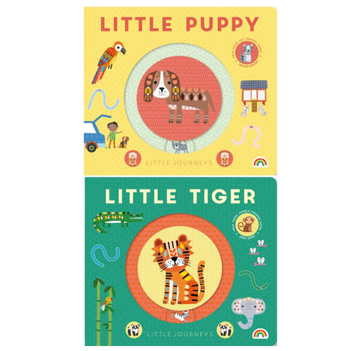 2pc Really Decent Books Small Journeys Little Tiger & Puppy Board Book 3Y+