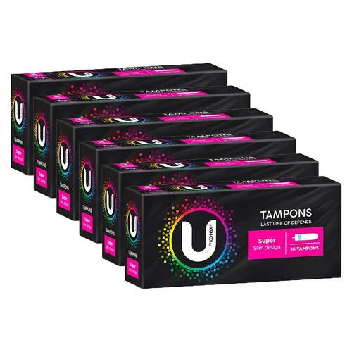 6x 16pc Kotex Tampon Super Slim Design Absorbent Protection Feminine Hygiene