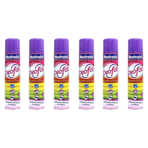 6PK Neutradol Aerosol Fabric Deodoriser Odour Eliminator 300ml - Deofab
