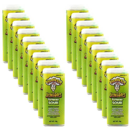 18PK Warheads Juniors Extreme Sour Hard Candy Fruit-Flavoured Lollies 49g