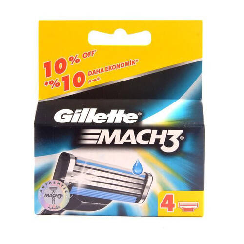 4pc Gillette Mach 3 Razor Head Duracomfort Edge Blades For Men