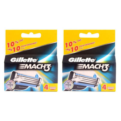 2x 4pc Gillette Mach 3 Razor Head Duracomfort Edge Blades For Men
