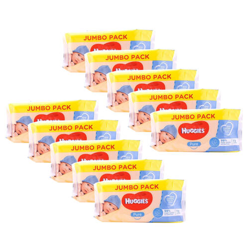 10x 72pc Huggies Pure Fragrance-Free Baby Wipes Jumbo Pack