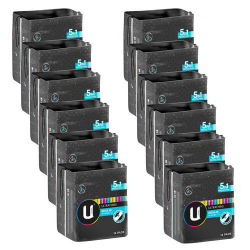 12x 14pc U by Kotex Women Regular Winged Pads Sanitary Napkin Ultra Thin