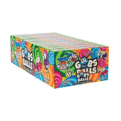 12PK TNT Intense Sour Gob Balls Fruit-Flavoured Candy Lollies 96g Assorted