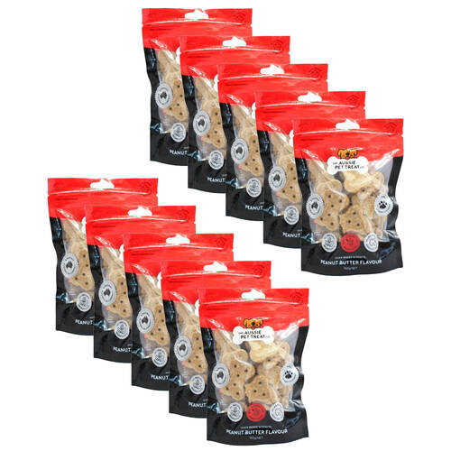 10PK The Aussie Pet Treat Co Dog Biscuit Peanut Butter 150g Healthy