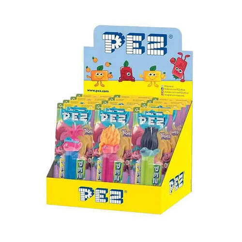 12x Pez Trolls Assorted Dispenser Flavoured Lollies 17g Confectionery