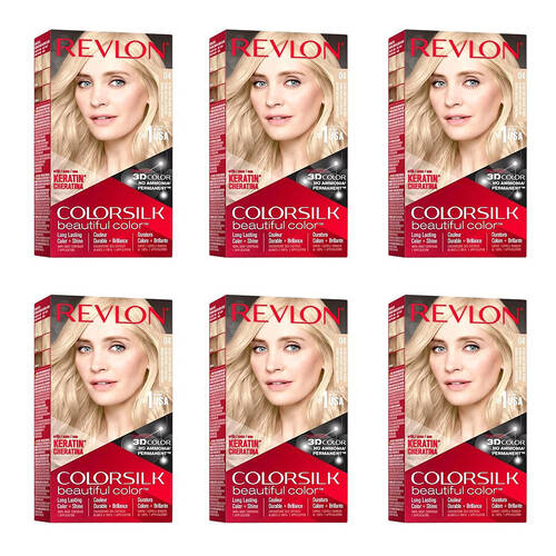6PK Revlon ColorSilk Permanent Hair Colour Dye 04 Ultra Light Natural Blonde