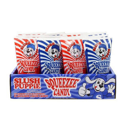 12PK Slush Puppie Squeezable Candy Tube Fruit-Flavoured Lollies 60g Assorted