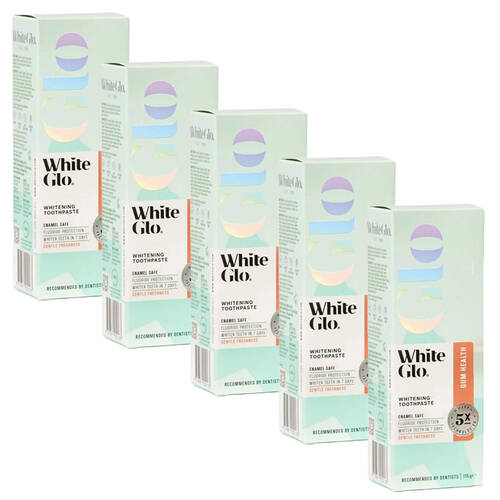 5PK White Glo Powerful Daily-Use Gum Health Dental Care Toothpaste 115g