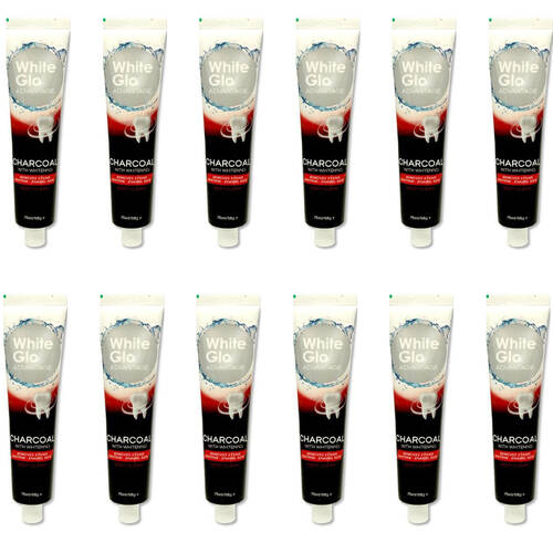 12PK White Glo Advantage Charcoal w/ Whitening Stain-Removing Toothpaste 98g