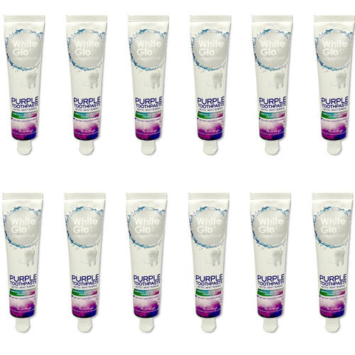 12PK White Glo Advantage Purple w/ Whitening Dental Care Toothpaste 113g