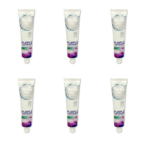 6PK White Glo Advantage Purple w/ Whitening Dental Care Toothpaste 113g