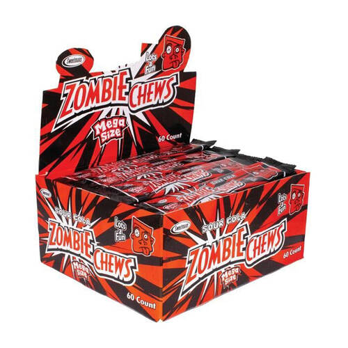72PK Zombie Chews Cola Flavoured Mega-Size Chewy Lollies Sour Candy 28g