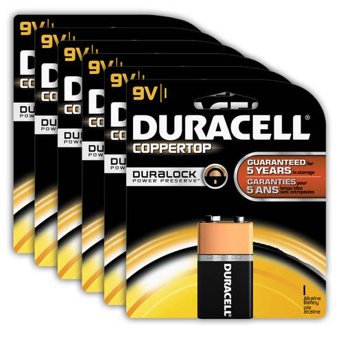 6x Genuine Duracell 9V Alkaline Coppertop Multi Purpose Battery 6LF22 (9 Volt)