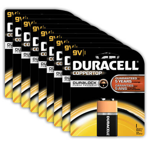9x Genuine Duracell 9V Alkaline Coppertop Multi Purpose Battery 6LF22 (9 Volt)