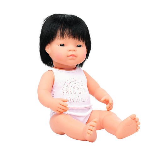 Miniland Baby Doll Asian Boy 38cm Kids Pretend Play Toy 10m+