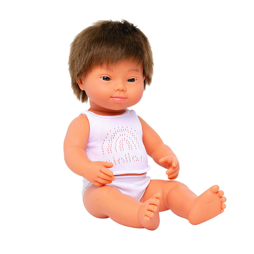 Miniland Baby Doll Caucasian Boy w/Down Syndrome 38cm Kids Toy 10m+