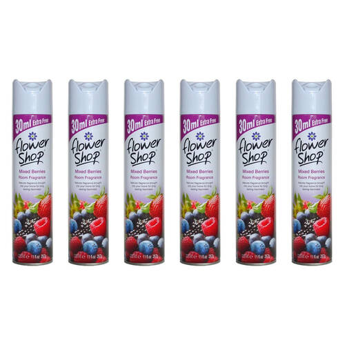 6PK Flower Shop Home/Room Air Freshener Mixed Berries Fragrance Spray 330ml