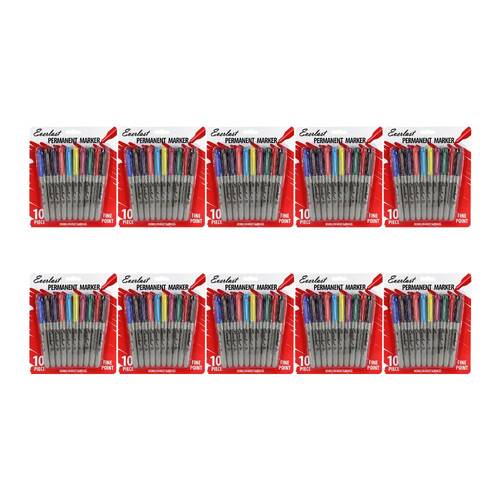 10x 10pc Everlast Fine Point Coloured Permanent Markers Writing Stationery