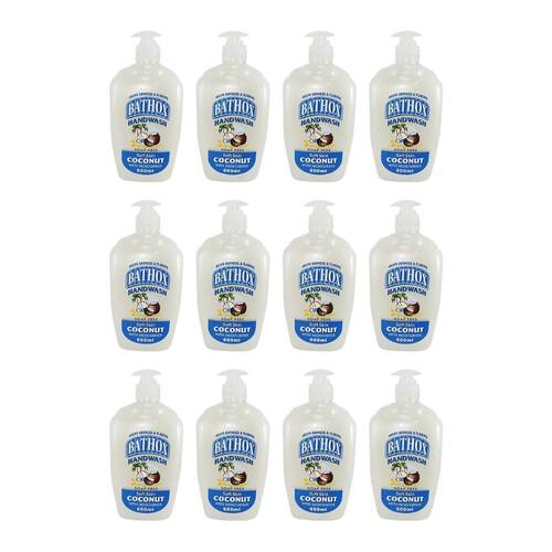 12PK Bathox Handwash Pump Coconut 600ml Hand Cleaning Care