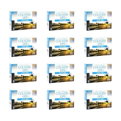 12PK Country Life Cleansing & Moisturising Fresh Linen Bar Soap w/Goat Milk 100g