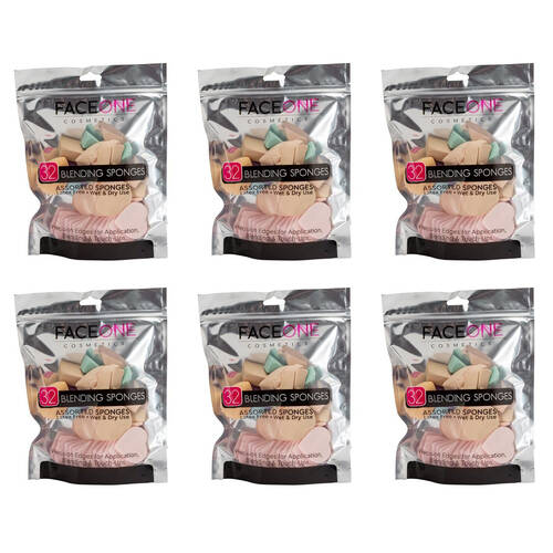 6x 32pc Faceone Beauty Blender Makeup Sponge Puff Foundation Applicator