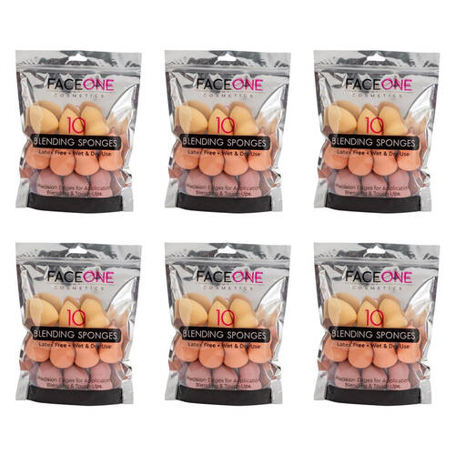 6x 10pc Faceone Beauty Blender Makeup Sponge Puff Foundation Applicator