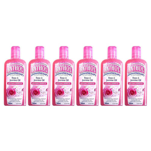 8PK Bathox Bath Foam Shower Gel Rose & Jasmine Oil 500ml For Dry Skin