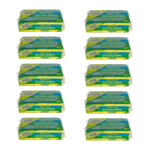 10x 9pc Fresh Start Heavy Duty Cellulose Dishwashing Sponge Scourer Value Pack