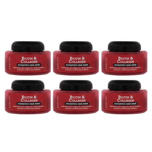 6PK Biotin & Collagen Moisturising Hydrating Mask Tub 220ml For All Hair Types