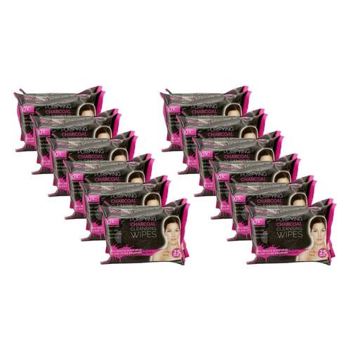 12PK XBC Charcoal Twin Pack Facial Cleaning Wipes Beauty Skin Care