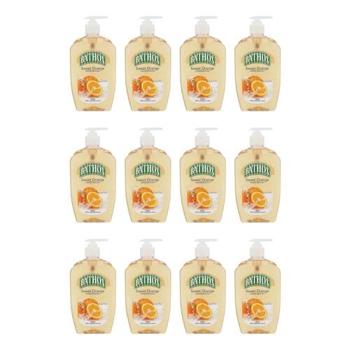12PK Bathox Antibacterial Handwash Pump Orange 600ml Scented Hand Care
