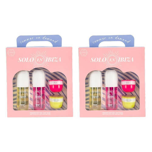 2x 4pc Solo En Ibiza Bath & Body Fragrance Mist Cream Gift Set Summer Escape
