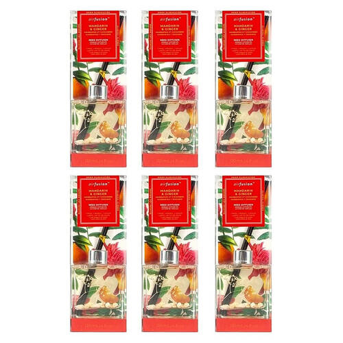 6PK Air Fusion Scented Reed Diffuser Set Mandarin & Ginger 120ml Room Freshener
