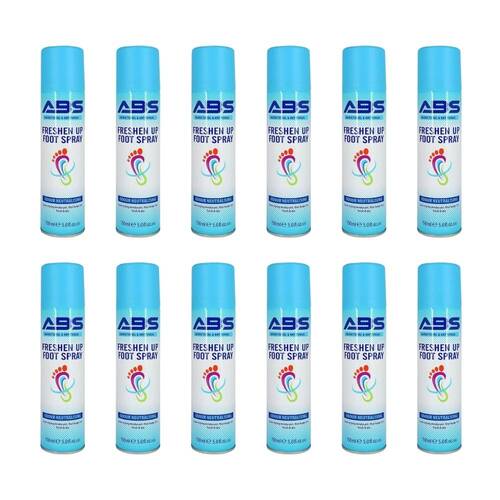12PK ABS Freshen Up Foot Spray Fresh Scent 150ml Odour Neutralising Mist 