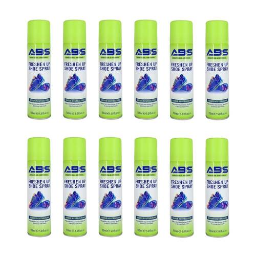 12PK ABS Freshen Up Shoe Spray Fresh Scent 150ml Odour Neutralising Mist 