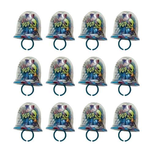 12PK Alien Pop Ring Flavoured Lollies Assorted Candy 15g Sweet Confectionery