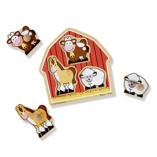 3pc Melissa & Doug Barn Animals Knob Puzzle Kids/Childrens Toy 12m+