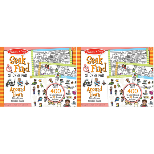 2PK Melissa & Doug Seek & Find Sticker Pad Around Town Kids/Childrens Toy 4+