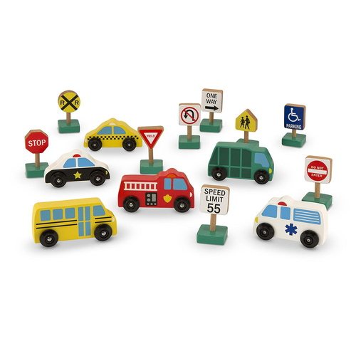 Melissa & Doug Wooden Traffic Signs and Vehicles Kids/Childrens Toy 3+