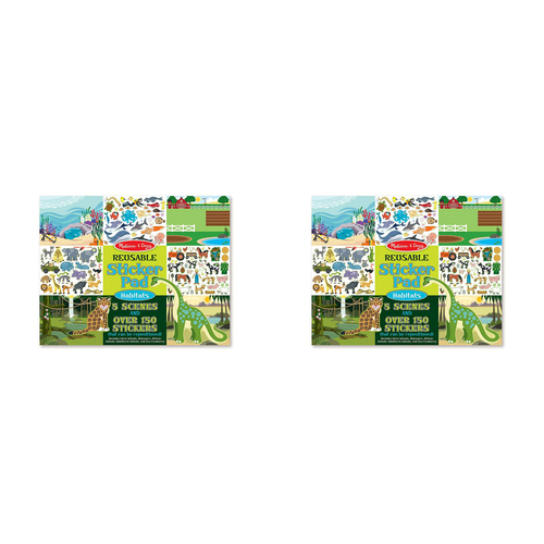 2PK Melissa & Doug Reusable Sticker Pad Habitats Kids/Childrens Toy 3y+