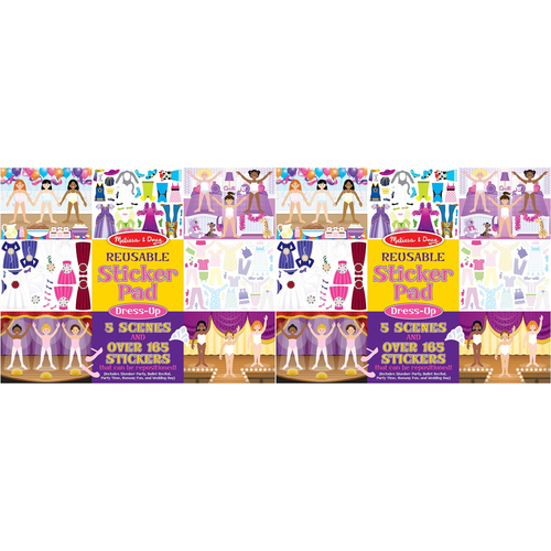 2PK Melissa & Doug Reusable Sticker Pad Dress-Up Kids/Childrens Toy 3y+