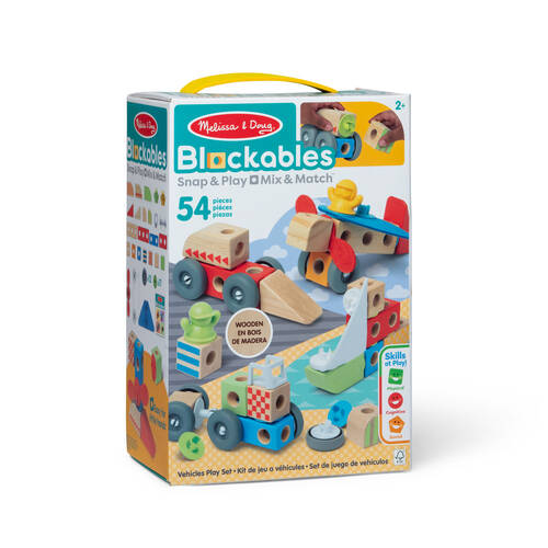 54pc Melissa & Doug Blockables Vehicles Wooden Blocks Kids Toy Play Set 2y+