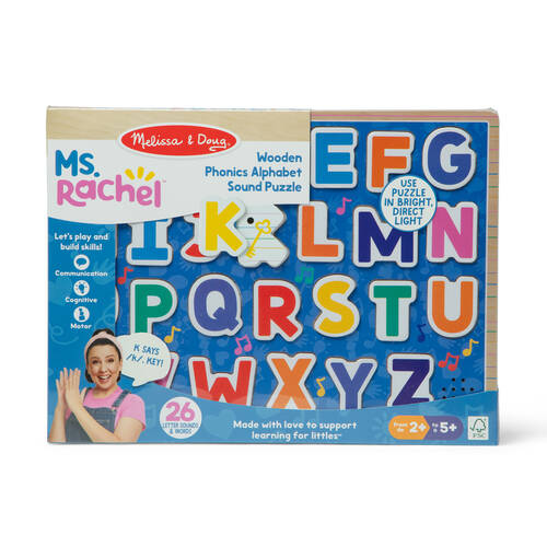 Melissa & Doug Ms. Rachel Alphabet Phonics Wood Puzzle 26x35cm Kids Toy 2y+